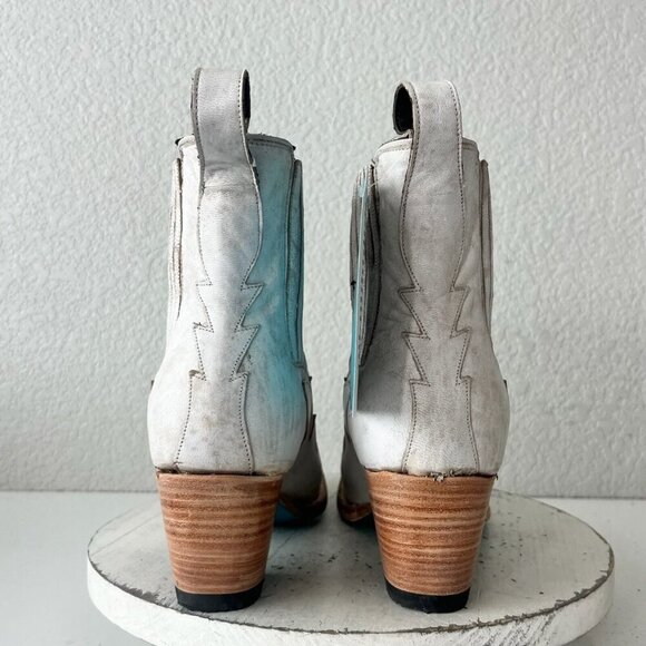 Lane CHELSEA Womens Cowboy Bootie 10 Western White Short Ankle Cowgirl Boots - Picture 3 of 11